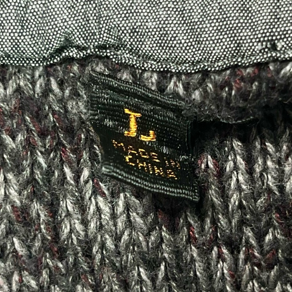 Outpost Men’s Large Marled Gray Shawl Collar Knit Sweater Toggle Pullover - Picture 8 of 9